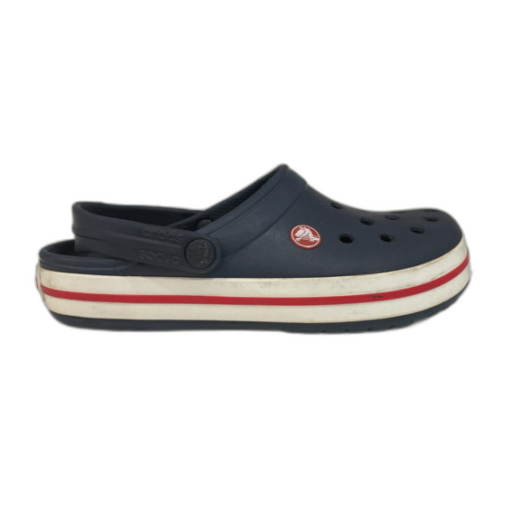 Adult Unisex Navy Crocs Clogs with White & Red Accents on Sole Size 6W / 4M - Picture 10 of 15
